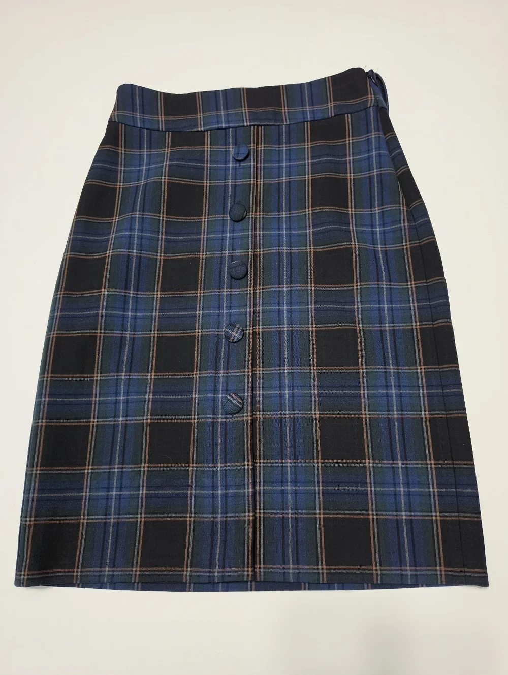 Anthropologie Maeve Bernadette Button-Front Preppy Plaid Academia Midi Skirt 6 - Picture 2 of 6